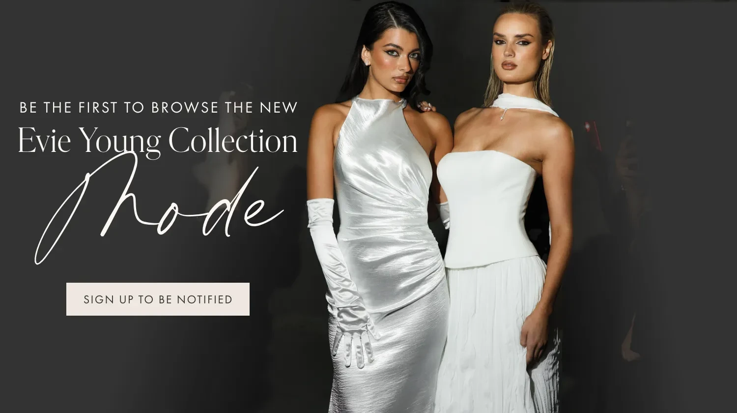 Models wearing Evie Young gowns,mobile banner